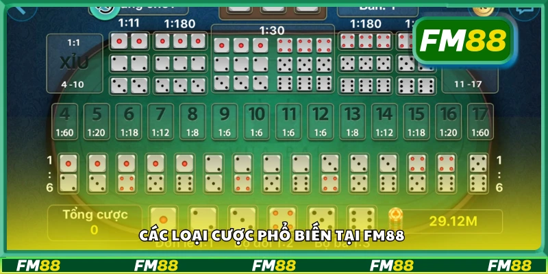 Danh sách các loại cược phổ biến nhất ở nhà cái FM88